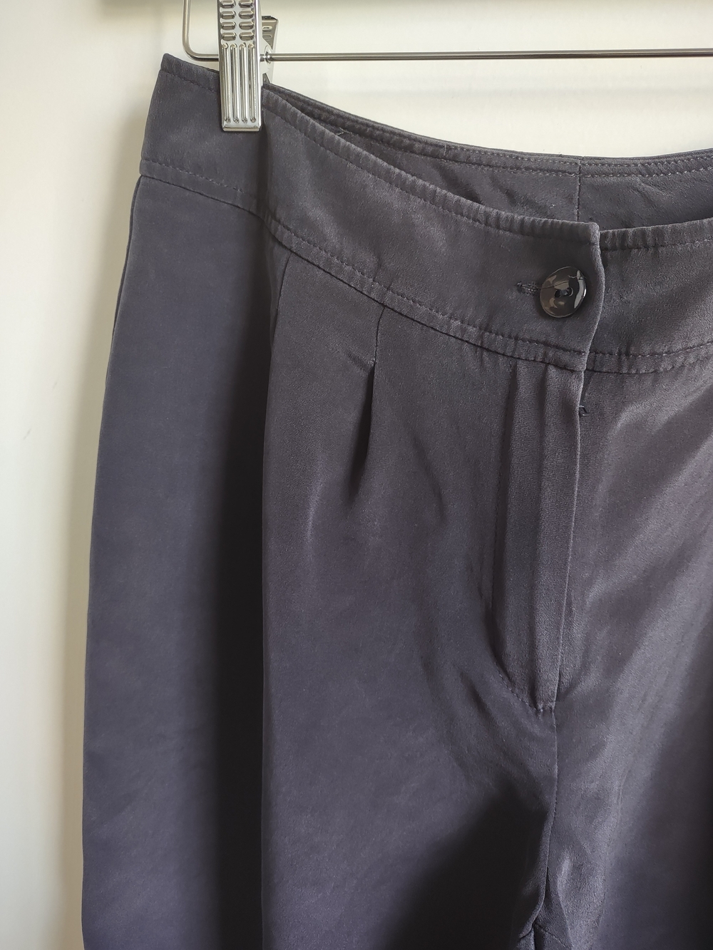 100%silk Vintage Wide Leg Dark Gray Women's Pants